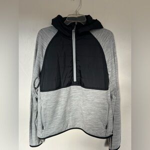 RLX Ralph Lauren Half-Zip Hybrid Hoodie Medium, Black and Grey